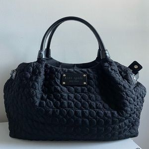 Kate Spade Stevie Satchel - Black Nylon & Purple Interior EUC!